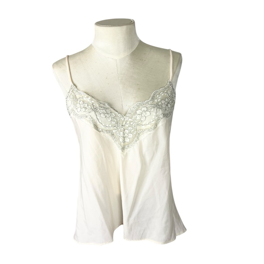 Vintage Alice Maloof 1960’s cream camisole chemise top size Medium ivory‎ lace